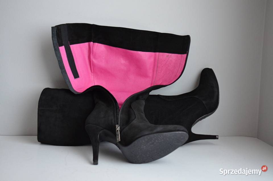 Kozaki DUO SZERSZA cholewka 41 naturalny zamsz czarny Białystok