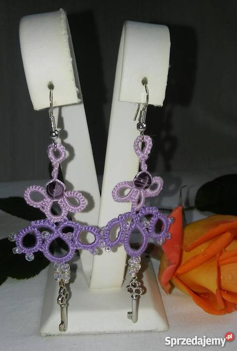 Kolczyki Frywolitkowe Wiśniowa