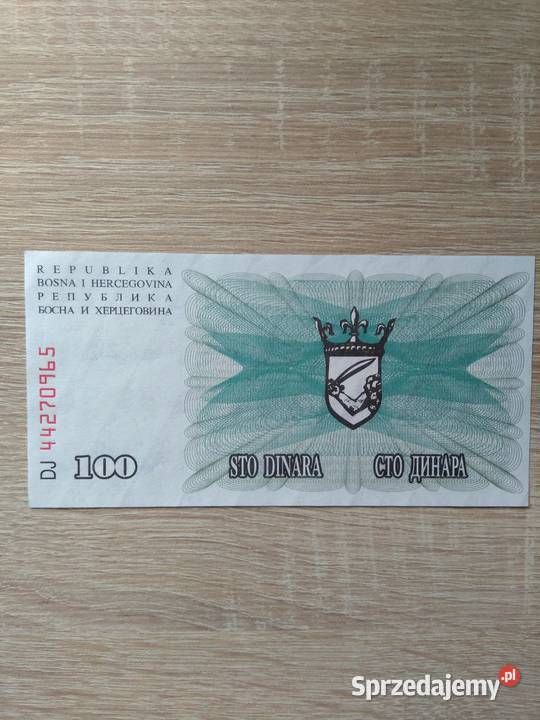 Banknot 100 dinarów Bośnia i Hercegowina dolnośląskie Chrząstawa Mała sprzedam