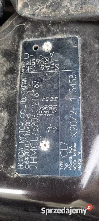 Honda Accord VII 20 benzyna LPG 146000km Jastrzębie-Zdrój