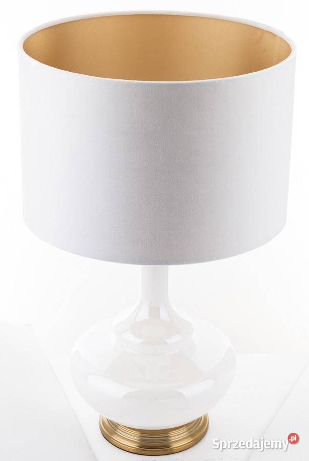 Dekoracyjna szklana biała duża lampa stołowa Oświetlenie Lublin