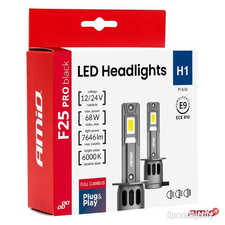 ŻARÓWKI LED AMIO H1 F25 PRO BLACK FULL 12V 24V Gniezno