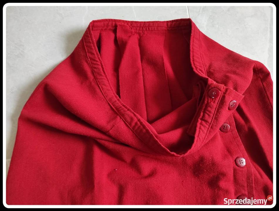 Czerwona spódnica z guzikami 42 XL Bez wzoru Płock