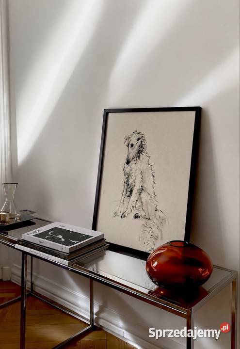 Borzoi obraz A3 na kartonie introligatorskim Poznań