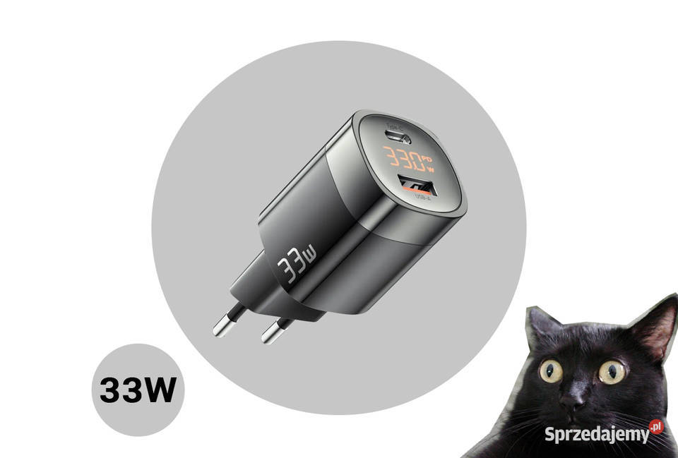 [NOWY] - Ładowarka Essager 33W USB-C/USB-A z wyświetlaczem