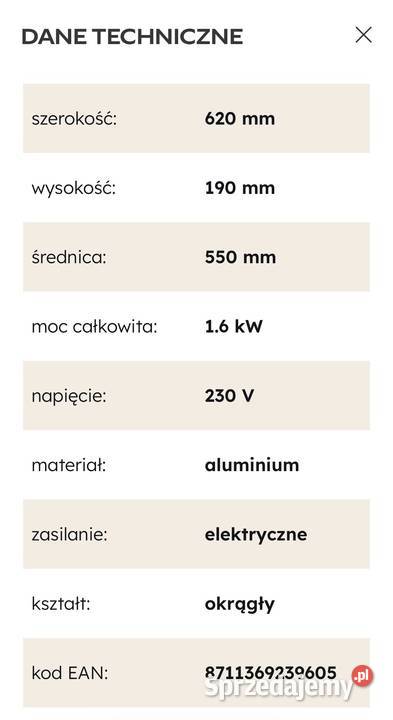 Patelnia Elektryczna Hendi 55 1600W Aluminium Łódź