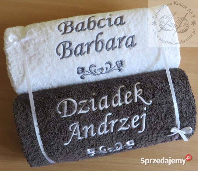 Prezent BABCI DZIADKA ręcznik z napisem haftem kujawsko-pomorskie Toruń