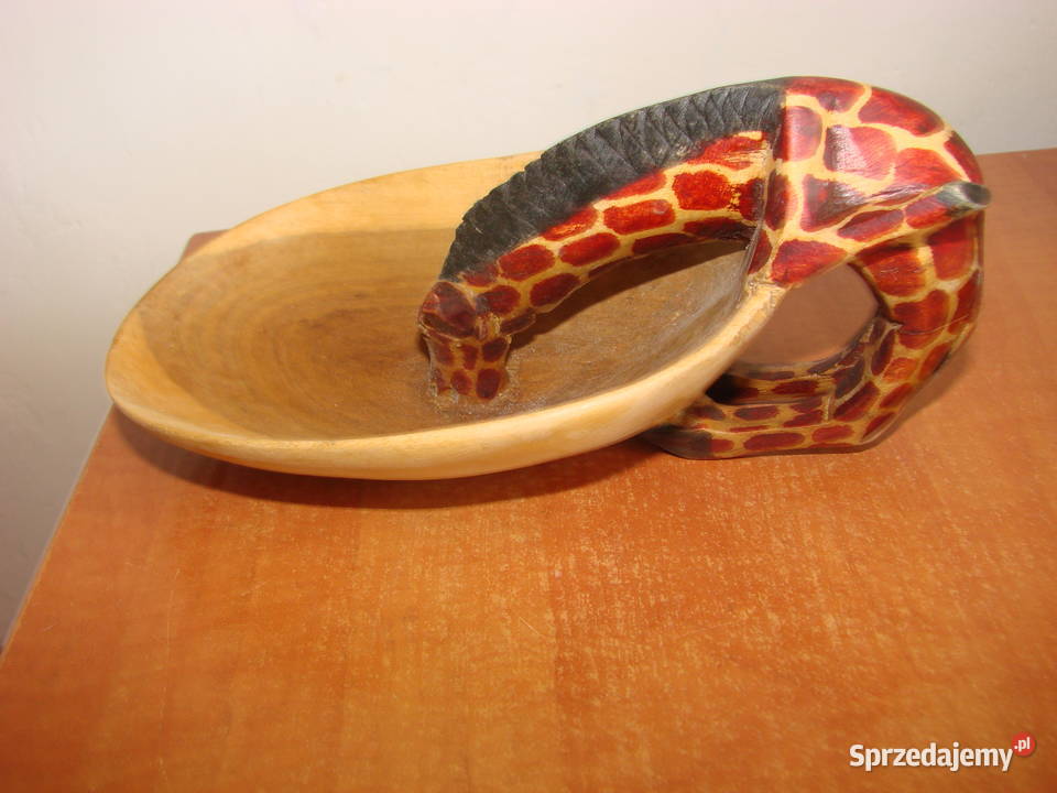 Żyrafa wodopoju drewniana miseczka Pruszcz Gdański sprzedam