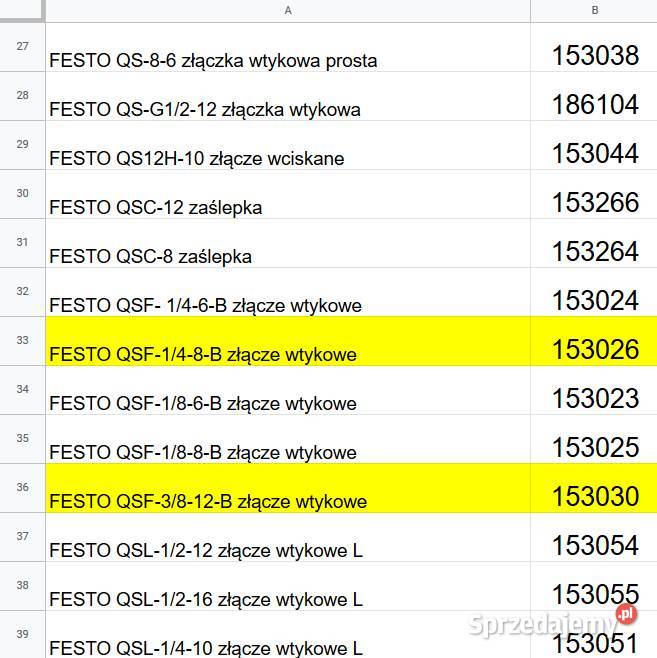 FESTOzawory złącza wtykowe wciskane Kocmyrzów