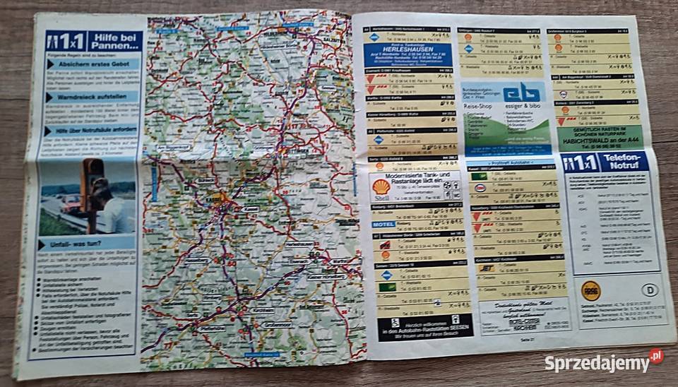 Mapa mapy samochodowe Polski z lat 60 Autobahn Ostrów Wielkopolski