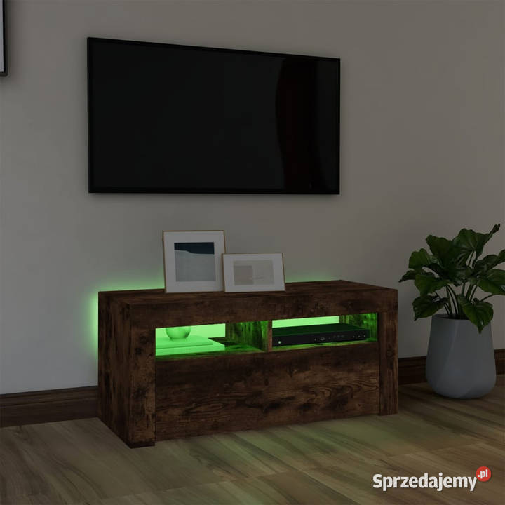Szafka pod TV z oświetleniem LED przydymiony dąb Warszawa