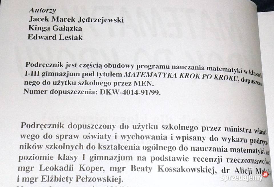 Matematyka 1 Krok kroku Podręcznik J Chełm sprzedam
