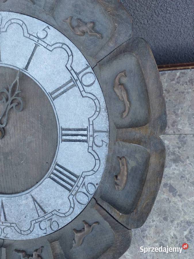 185 Stary zegar ścienny Skandia znaki zodiaku pomorskie Tczew