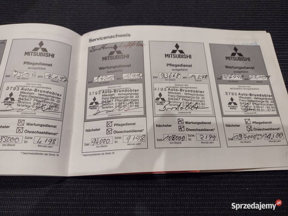 Mitsubishi Colt 89 Książka Gwarancyjna Serwisowa Łódź