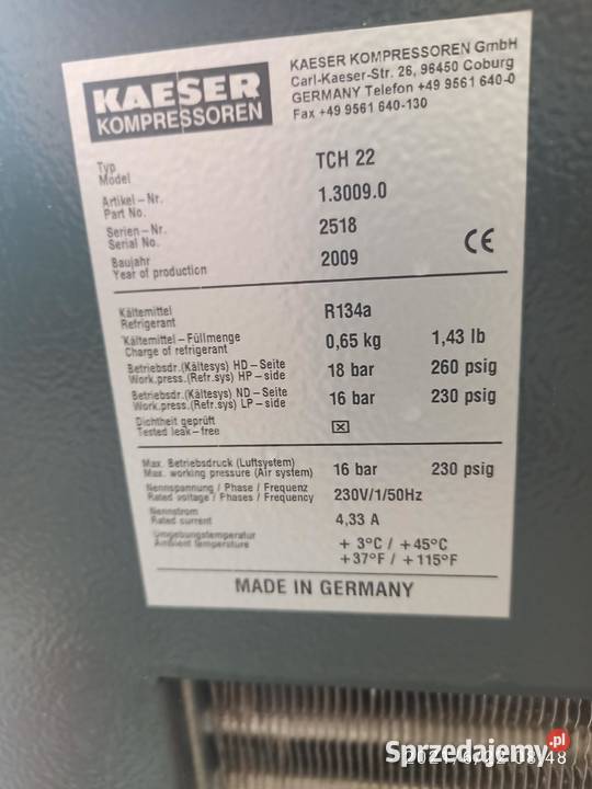 osuszacz do sprężonego powietrza kaeser TCH 22