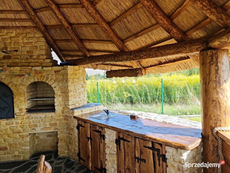 Altana dach kryta trzciną strzechą grill Kielce