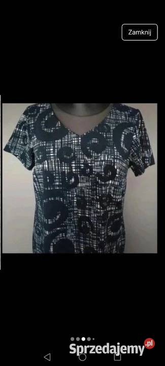 Sukienka granatowa wzór vintage krótki rękaw Moda i Styl Krosno