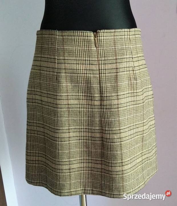 Nowa elegancka spódnica w kratkę TU Woman 12 z brązowy/beżowy