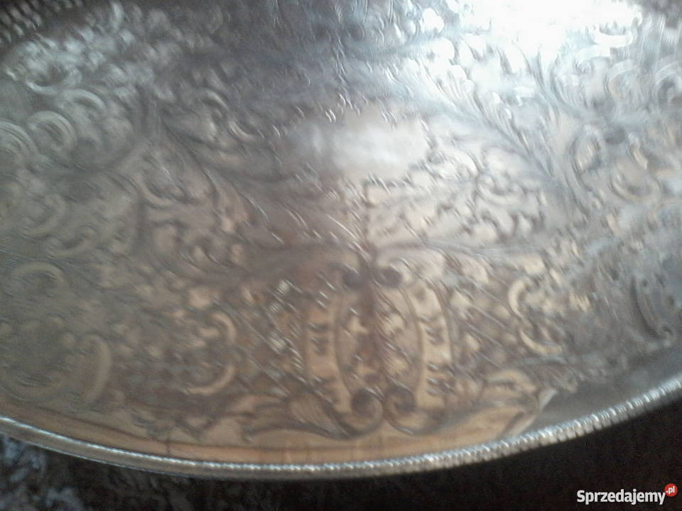 mosiężno posrebrzane kieliszki plus taca Dulcza Wielka