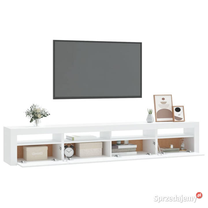Szafka pod TV z oświetleniem LED biała 240x35x40 Warszawa