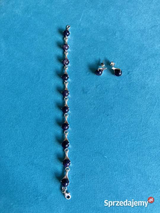 Nowy komplet srebro bransoletka kolczyki Noc Nisko