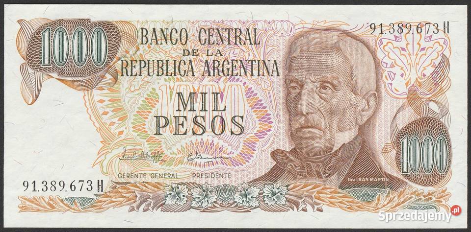 ARGENTYNA 1000 PESOS 1976 STAN BANKOWY UNC Łódź sprzedam