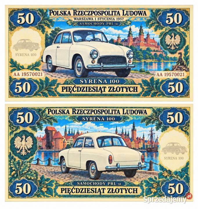 zestaw 14 banknotów z serii SAMOCHODY PRLu Białystok