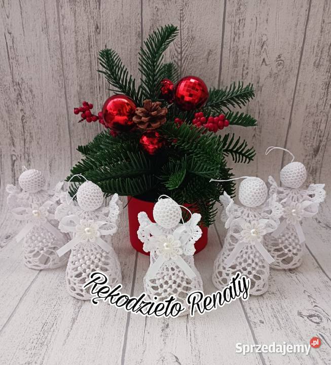 Szydełkowe aniołki rękodzieło chrzest komunia Opole