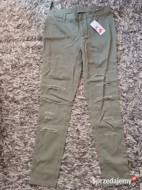 Spodnie z przetarciami dziurami khaki Chrzanów