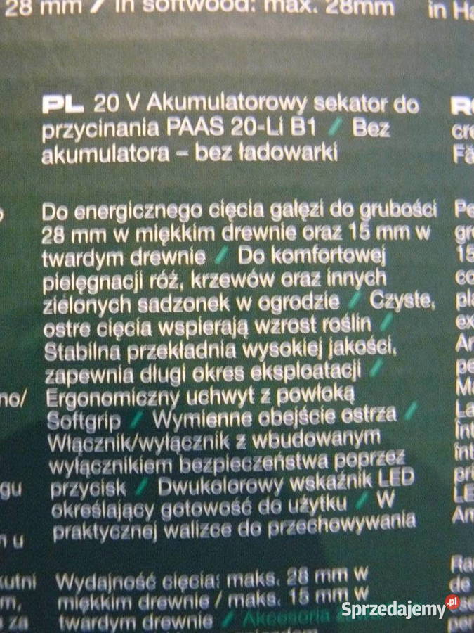 Sekator Nożyce akumulatorowe do gałęzi 20V Nowa Sól