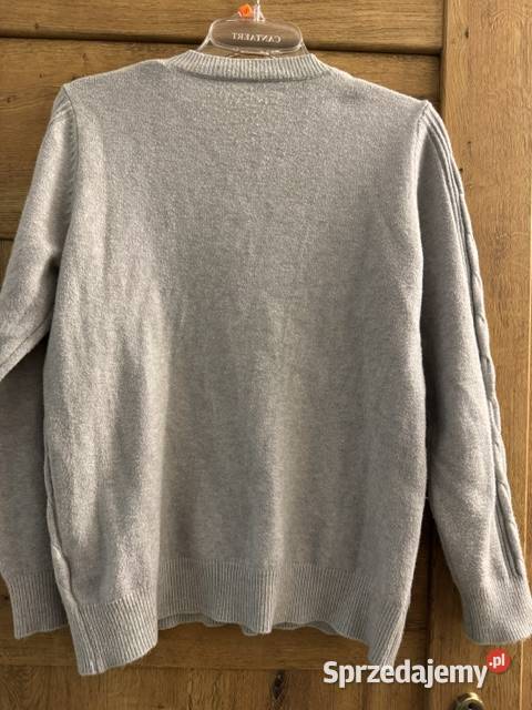 Sweter damski szary ML z warkoczami bawełna śląskie Częstochowa
