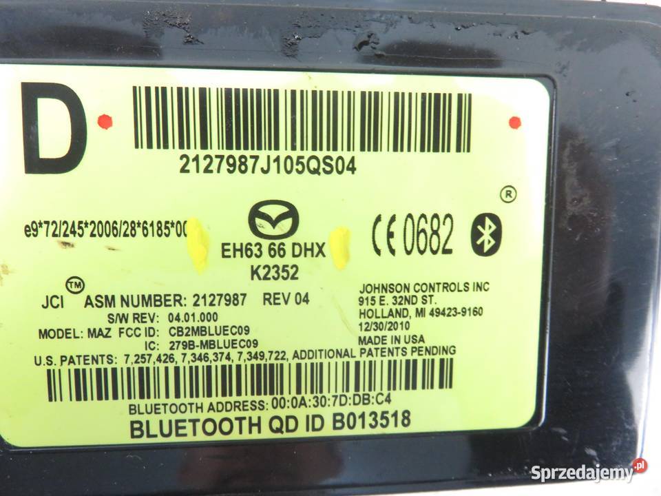 MODUŁ BLUETOOTH MAZDA CX7 ER EH6366DHX Skrzynki bezpieczników Motoryzacja