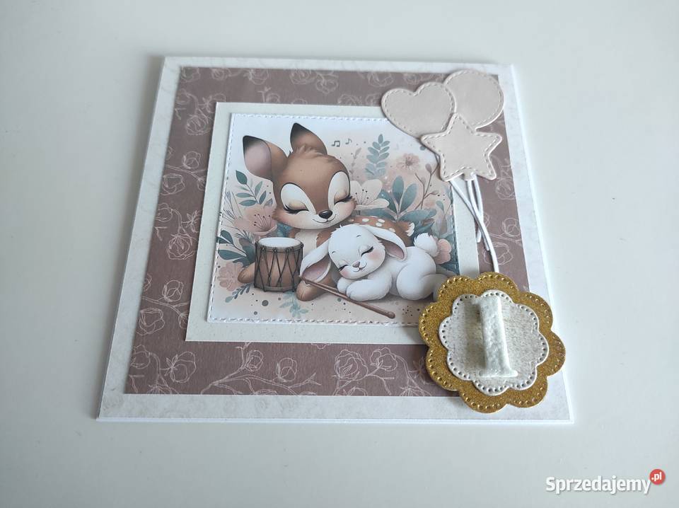 Kartka ręcznie robiona na urodziny roczek z