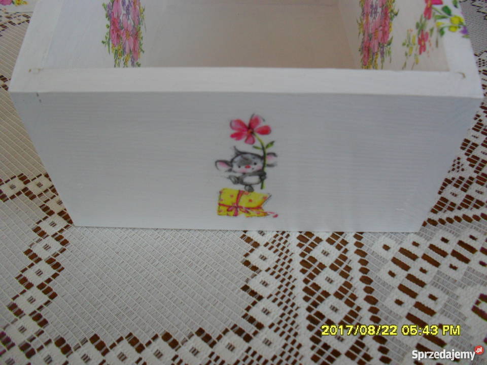 Piękny zestaw decoupage chustecznik i pojemnik Bochnia
