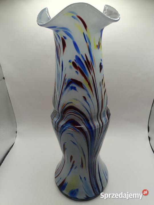 Szklany wazon duży kolorowy barwiony w masie Zamość