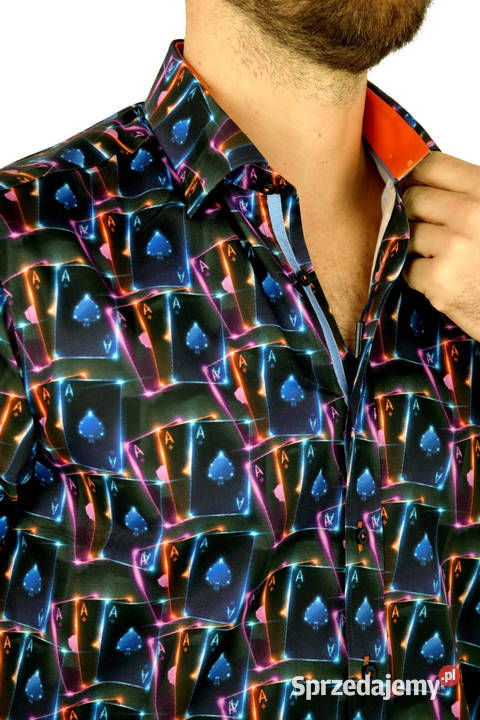 DANIEL BESSI Koszula Męska Fb057 Czarna KARTY Ostrów Wielkopolski sprzedam