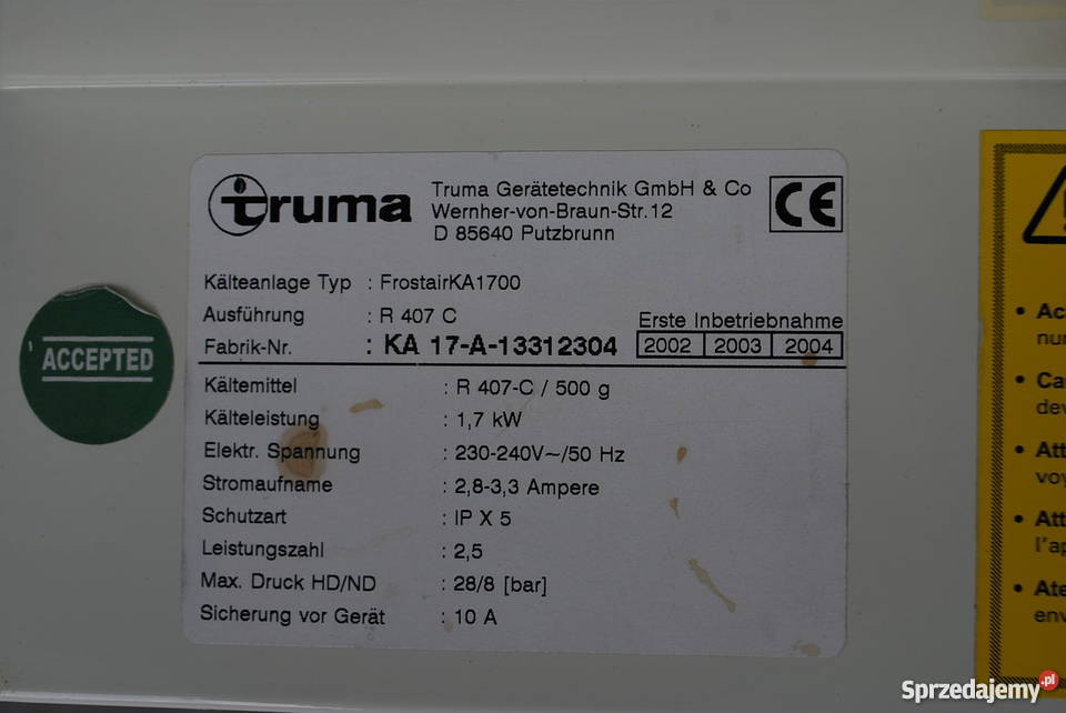 Klimatyzacja podłogowa Truma Frostair Rok produkcji 2002 Grzebowilk