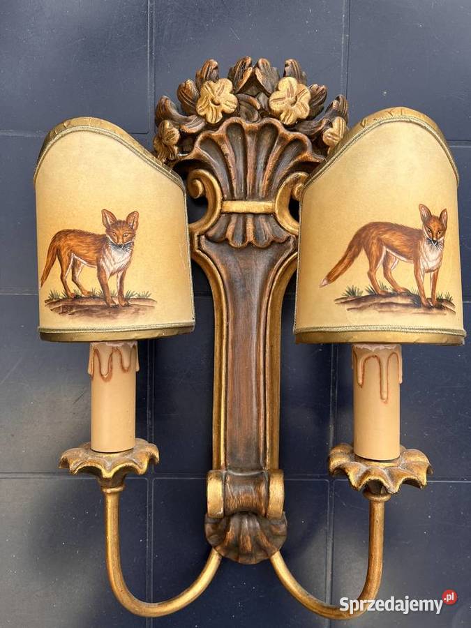 Drewniane kinkiety rzeźbione świeczniki na Trzebnica sprzedam