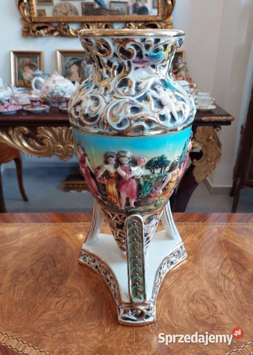 Zabytkowy Włoski Wazon Capodimonte Porcelana i szkło Radom