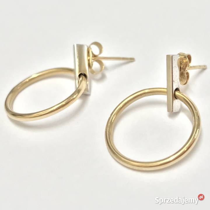 Złote kolczyki 585 14K dwukolorowe koła