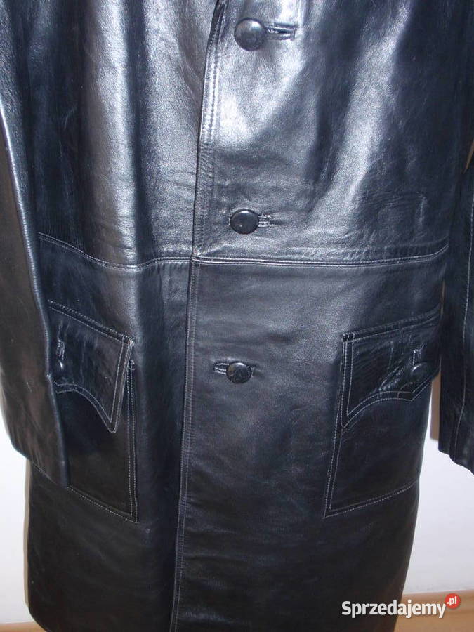 Płaszcz ze skóry skórzany skóra czarny L XL Łódź sprzedam