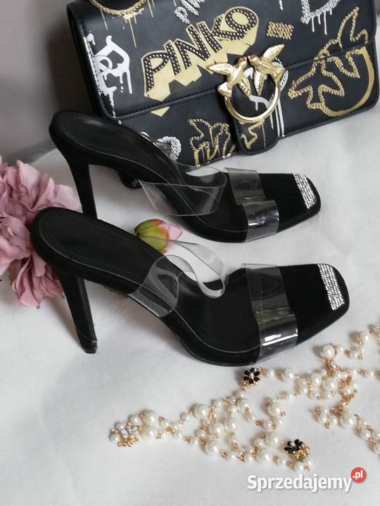 szpilki klapki czarne cyrkonie mazowieckie Warszawa