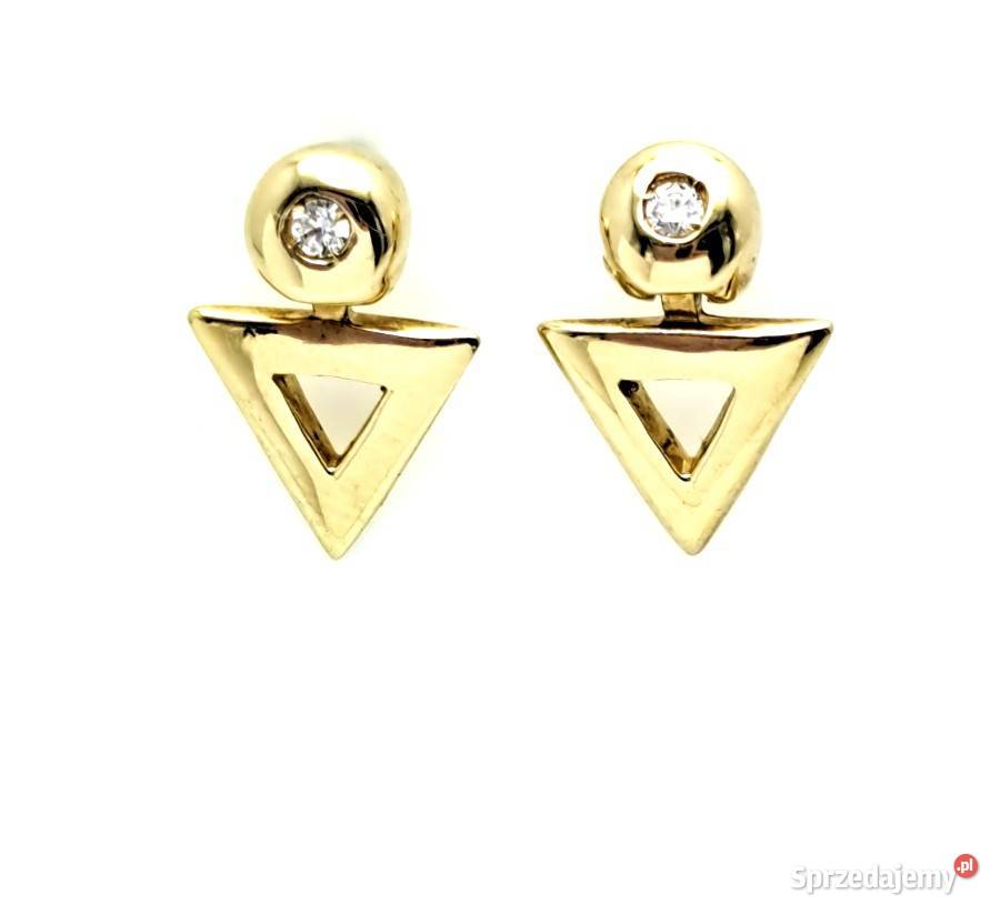 Kolczyki Złote pr585 Trójkąty na sztyftach Z167