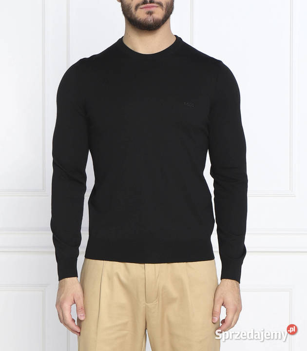 Sweter bawełniany Hugo Boss regular fit czarny długi Białystok