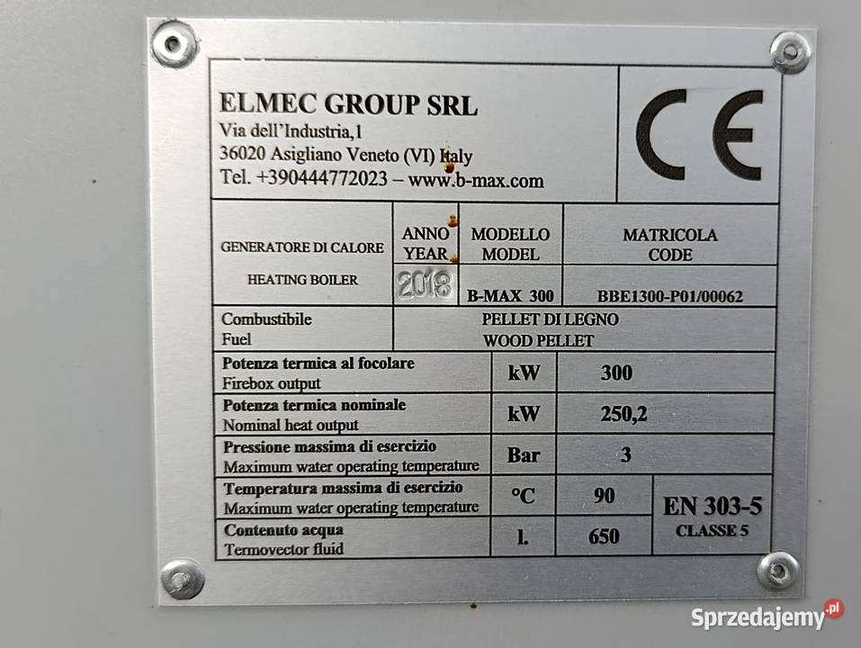 Przemysłowy piec na pellet B 300 kW OKZAJA Olszowa sprzedam