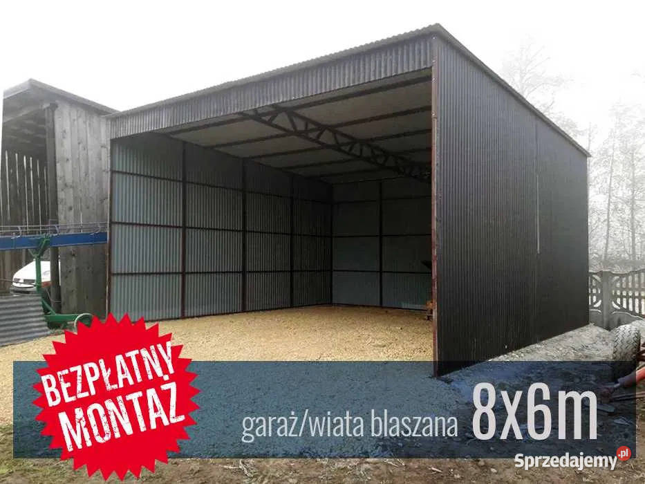 Garaż Blaszany Magazyn Rolniczy Wiata Zadaszenie 48m2 Wieruszów
