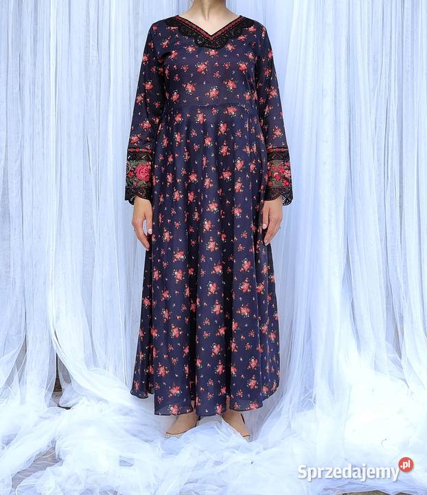 Komplet długa sukienka maxi spodnie M 38 bawełna Rozkloszowana  zachodniopomorskie Szczecin