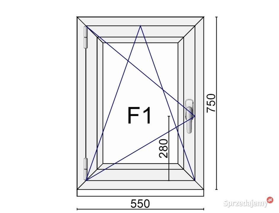 Okno 3 szybowe 55x75 antracyt parapet Gniezno
