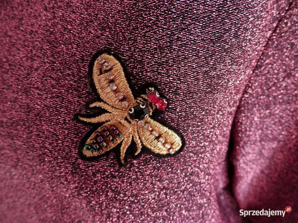 Bluza HM Bordowa Burgund z Brokatem i Broszką Łomża sprzedam