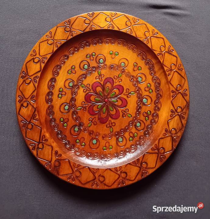 Zawieszany talerz drewniany rękodzieło druga